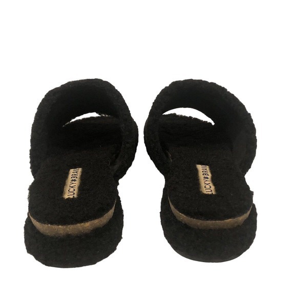 Lucky Brand Gadini Women's Faux Shearling Open Toe Slide Slippers Black Size 9 - Picture 5 of 10